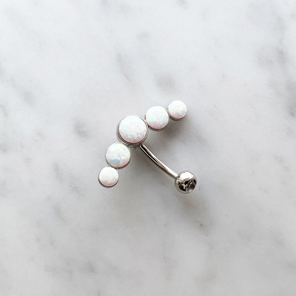 Arardo Sterling Silver Belly Button Rings,Real 925 Sterling Silver,14G Sterling Silver Navel Piercing Rings, Arrow White Opal SS41