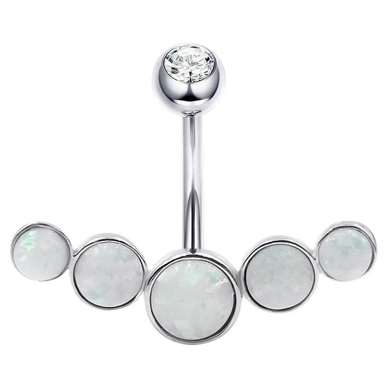 Arardo Sterling Silver Belly Button Rings,Real 925 Sterling Silver,14G Sterling Silver Navel Piercing Rings, Arrow White Opal SS41