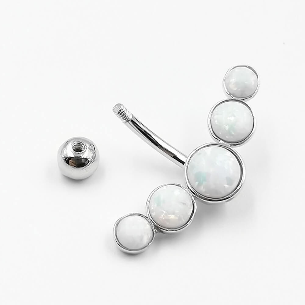 Arardo Sterling Silver Belly Button Rings,Real 925 Sterling Silver,14G Sterling Silver Navel Piercing Rings, Arrow White Opal SS41
