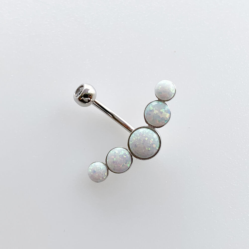 Arardo Sterling Silver Belly Button Rings,Real 925 Sterling Silver,14G Sterling Silver Navel Piercing Rings, Arrow White Opal SS41
