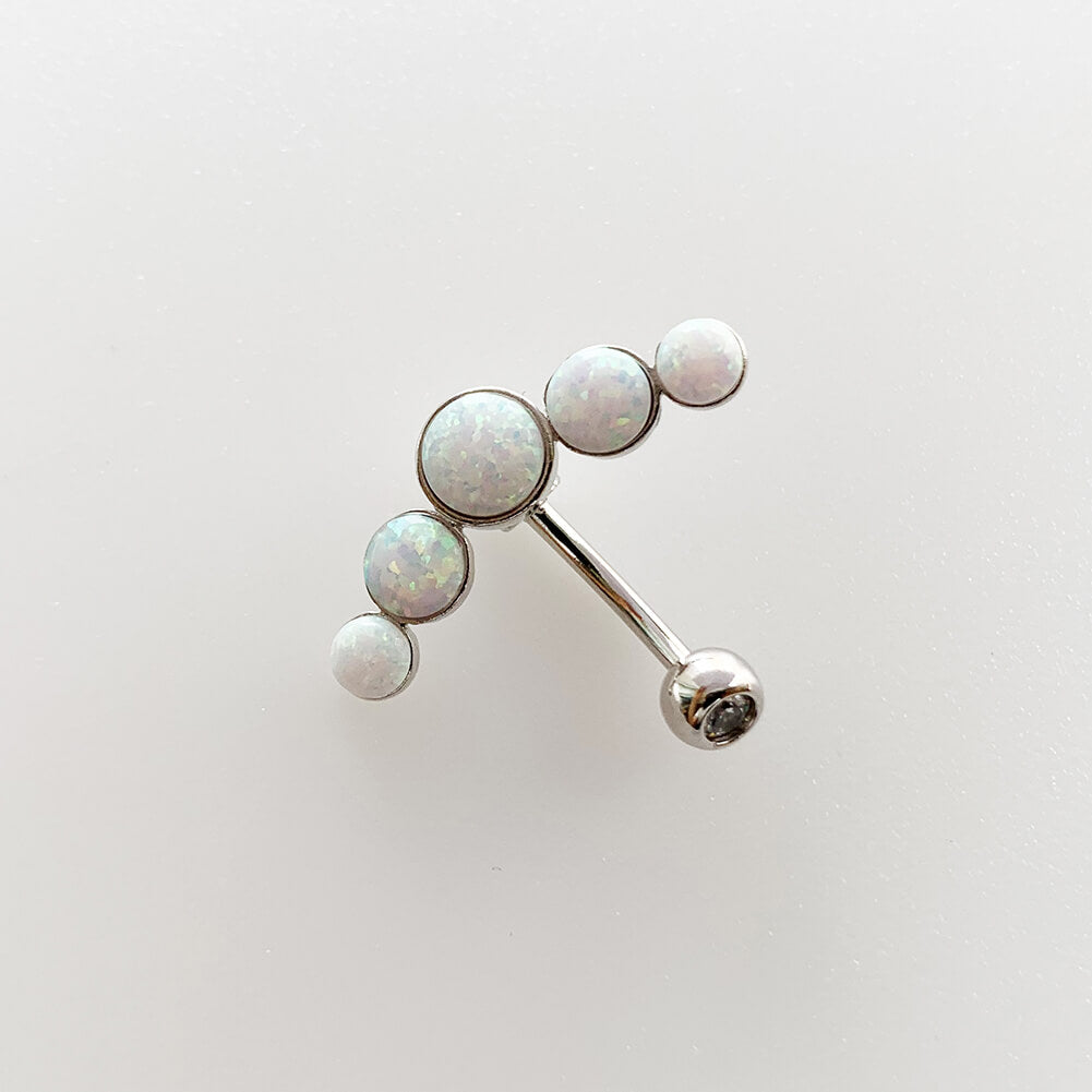 Arardo Sterling Silver Belly Button Rings,Real 925 Sterling Silver,14G Sterling Silver Navel Piercing Rings, Arrow White Opal SS41