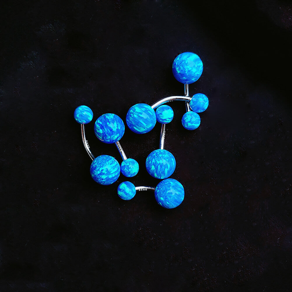Arardo Sterling Silver Belly Button Rings,Real 925 Sterling Silver,14G Sterling Silver Navel Piercing Rings, Blue Opal Ball SS42