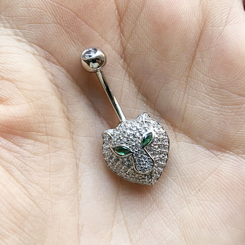 Arardo Sterling Silver Belly Button Rings,Real 925 Sterling Silver,14G Sterling Silver Navel Piercing Rings, Jaguar SS45