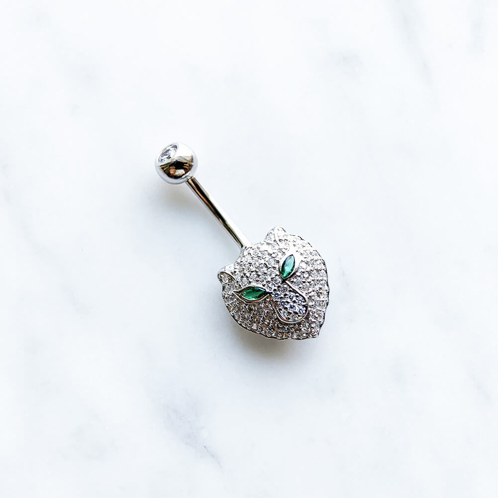 Arardo Sterling Silver Belly Button Rings,Real 925 Sterling Silver,14G Sterling Silver Navel Piercing Rings, Jaguar SS45