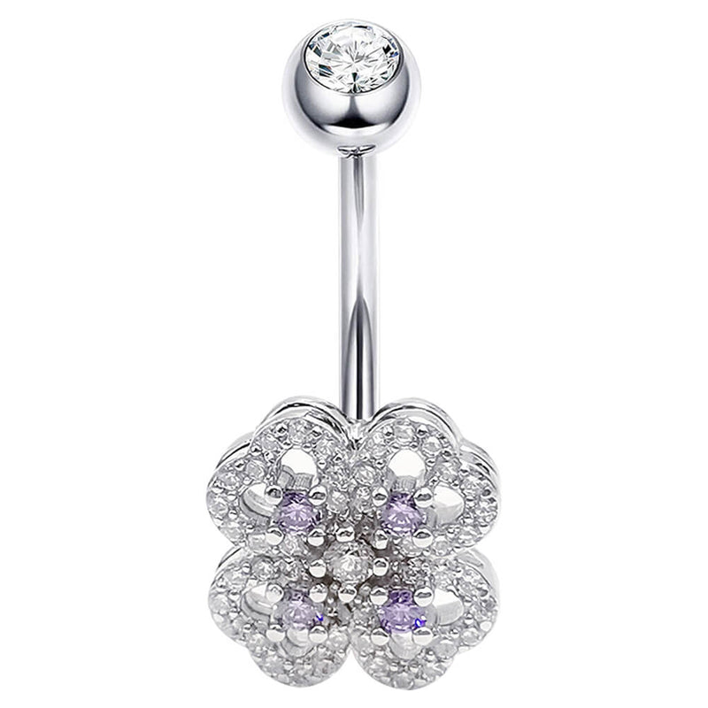 Arardo Sterling Silver Belly Button Rings,Real 925 Sterling Silver,14G Sterling Silver Navel Piercing Rings, Flower Stamens SS46