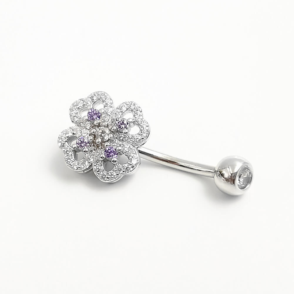 Arardo Sterling Silver Belly Button Rings,Real 925 Sterling Silver,14G Sterling Silver Navel Piercing Rings, Flower Stamens SS46