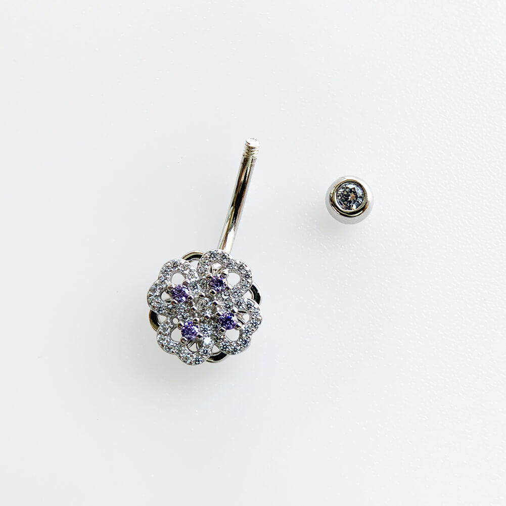 Arardo Sterling Silver Belly Button Rings,Real 925 Sterling Silver,14G Sterling Silver Navel Piercing Rings, Flower Stamens SS46