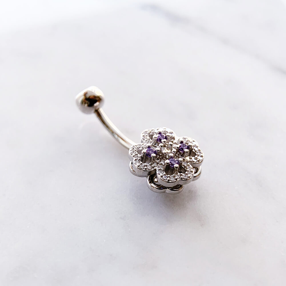 Arardo Sterling Silver Belly Button Rings,Real 925 Sterling Silver,14G Sterling Silver Navel Piercing Rings, Flower Stamens SS46