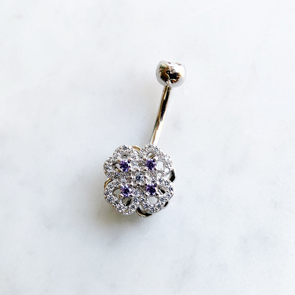 Arardo Sterling Silver Belly Button Rings,Real 925 Sterling Silver,14G Sterling Silver Navel Piercing Rings, Flower Stamens SS46
