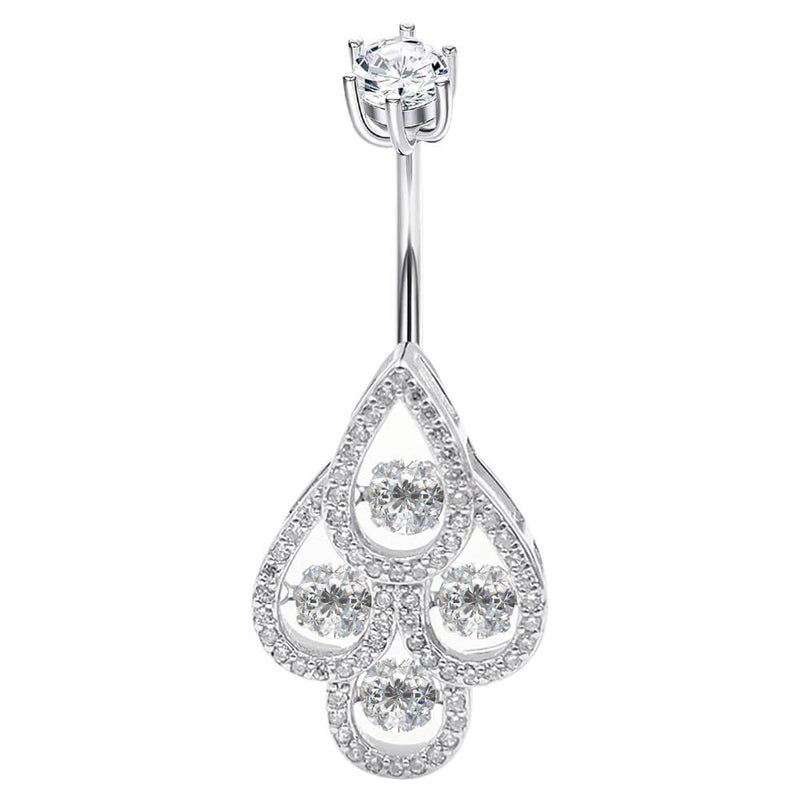 Arardo Sterling Silver Belly Button Rings,Real 925 Sterling Silver,14G Sterling Silver Navel Piercing Rings, Water Droplets SS47