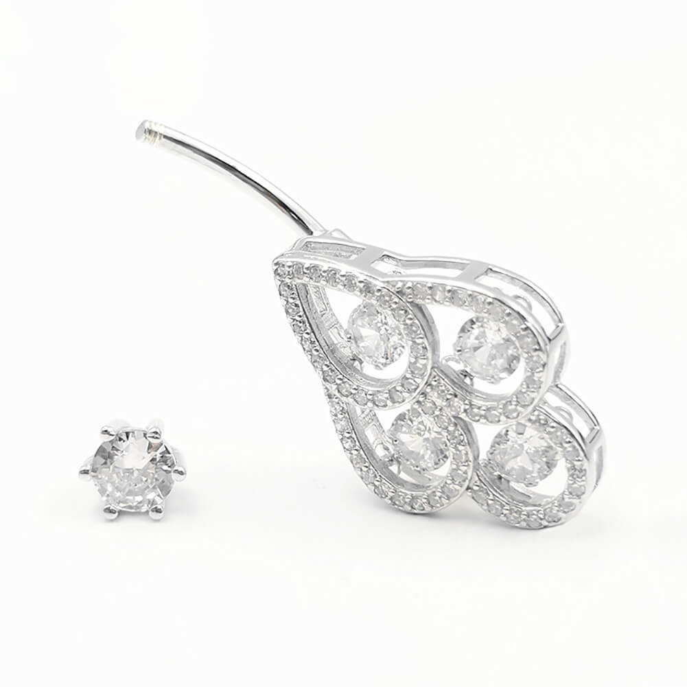 Arardo Sterling Silver Belly Button Rings,Real 925 Sterling Silver,14G Sterling Silver Navel Piercing Rings, Water Droplets SS47