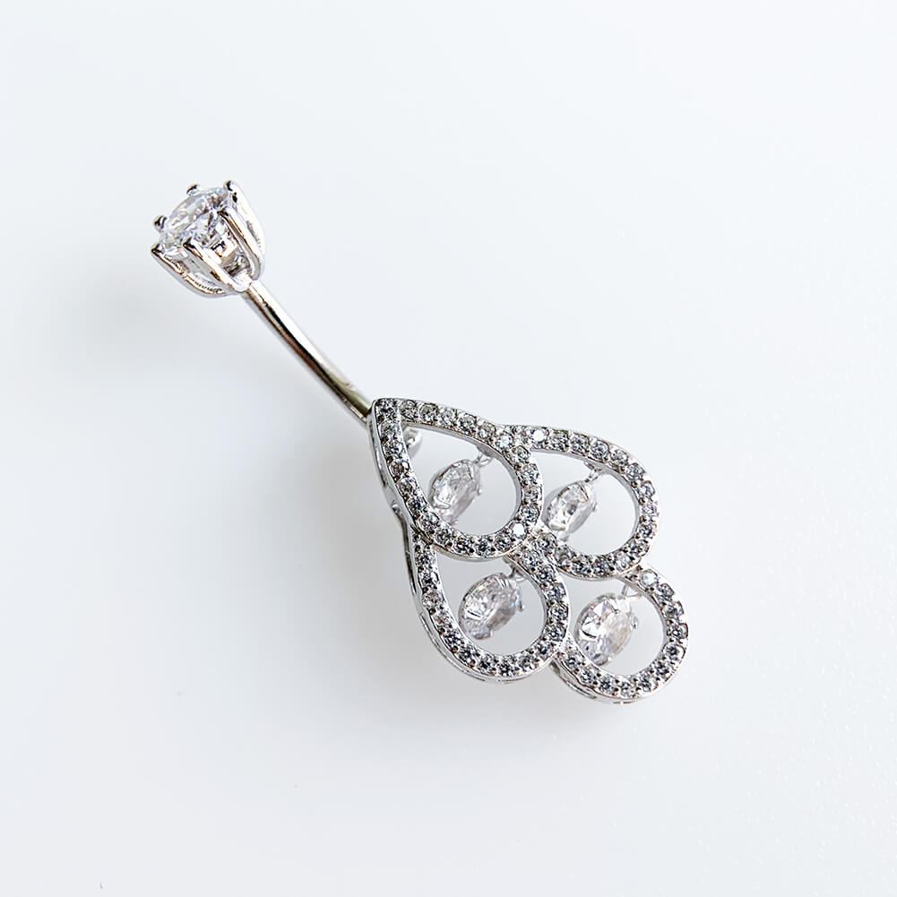 Arardo Sterling Silver Belly Button Rings,Real 925 Sterling Silver,14G Sterling Silver Navel Piercing Rings, Water Droplets SS47
