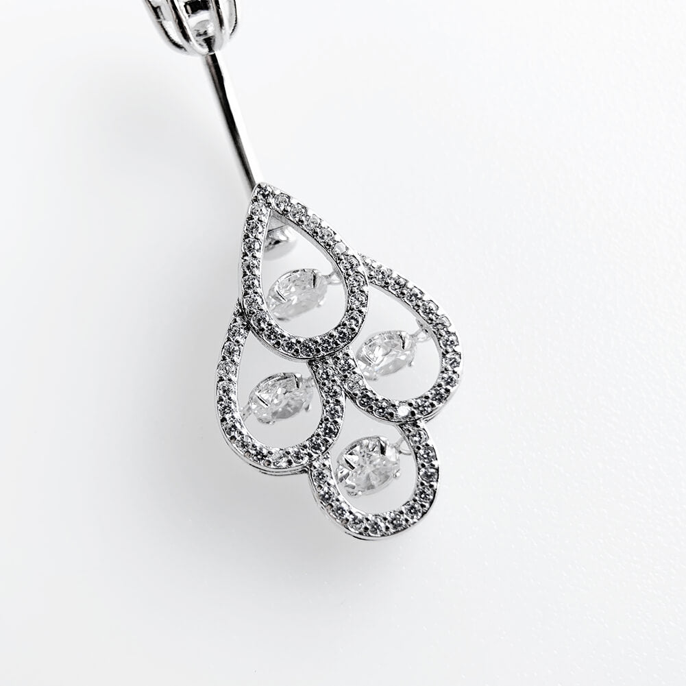 Arardo Sterling Silver Belly Button Rings,Real 925 Sterling Silver,14G Sterling Silver Navel Piercing Rings, Water Droplets SS47