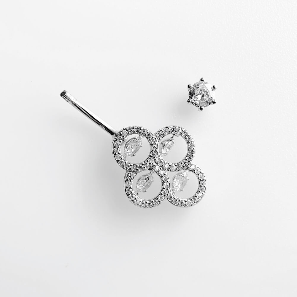 Arardo Sterling Silver Belly Button Rings,Real 925 Sterling Silver,14G Sterling Silver Navel Piercing Rings, Four Round CZ SS48