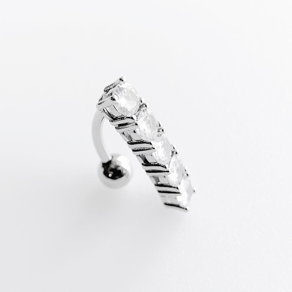 Arardo Sterling Silver Top Down Reverse Belly Button Rings, Real 925 Sterling Silver Belly Rings, 14G Reverse Belly Button Ring, Sterling Silver Navel Piercing Rings, Five Round CZ, SS51