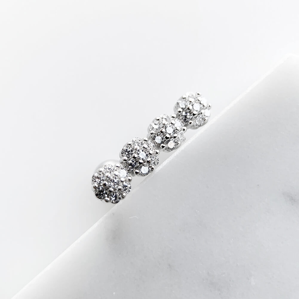 Arardo Sterling Silver Top Down Reverse Belly Button Rings, Real 925 Sterling Silver Belly Rings, 14G Reverse Belly Button Ring, Sterling Silver Navel Piercing Rings, Four Flower CZ, SS52