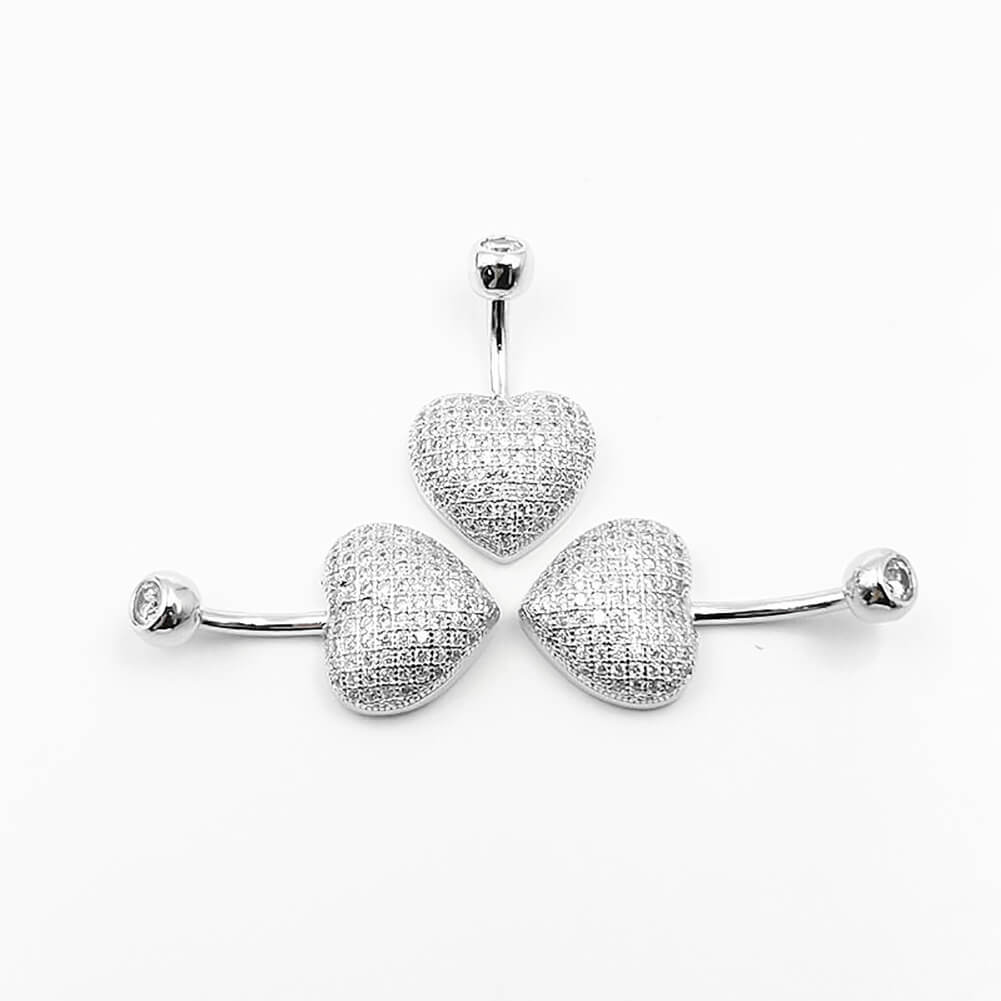 Arardo Sterling Silver Belly Button Rings, Real 925 Sterling Silver, Belly Piercing Jewelry, 14G Sterling Silver Navel Piercing Rings, Heart CZ, SS53