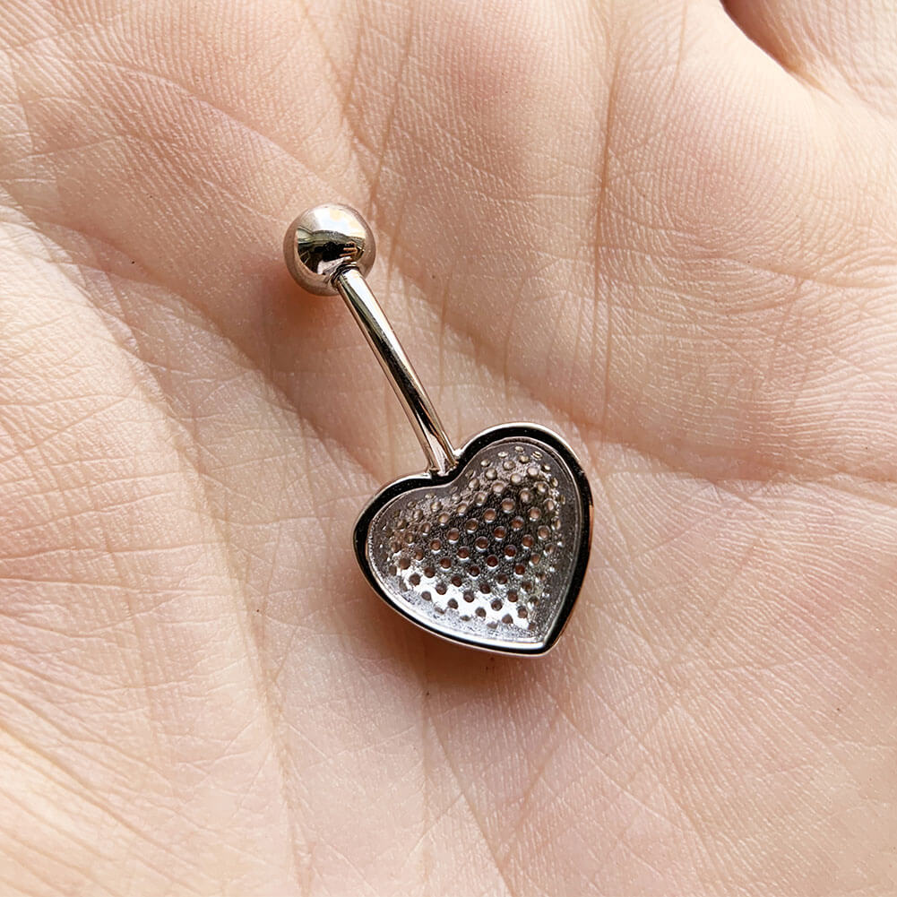 Arardo Sterling Silver Belly Button Rings, Real 925 Sterling Silver, Belly Piercing Jewelry, 14G Sterling Silver Navel Piercing Rings, Heart CZ, SS53
