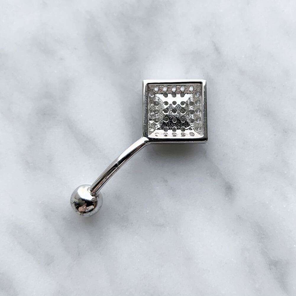 Arardo Sterling Silver Belly Button Rings, Real 925 Sterling Silver, Belly Piercing Jewelry, 14G Sterling Silver Navel Piercing Rings, Rhombus, 10mm, SS55-1