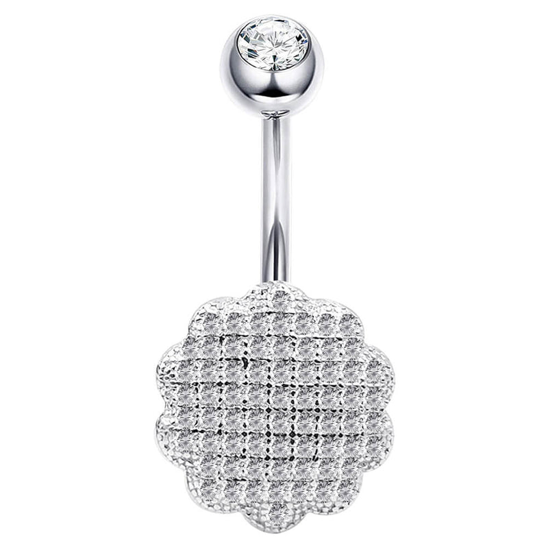 Arardo Sterling Silver Belly Button Rings, Real 925 Sterling Silver, Belly Piercing Jewelry, 14G Sterling Silver Navel Piercing Rings, Flower, 10mm, SS56-1