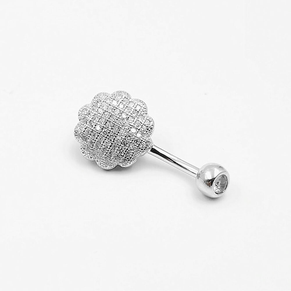 Arardo Sterling Silver Belly Button Rings, Real 925 Sterling Silver, Belly Piercing Jewelry, 14G Sterling Silver Navel Piercing Rings, Flower, 10mm, SS56-1