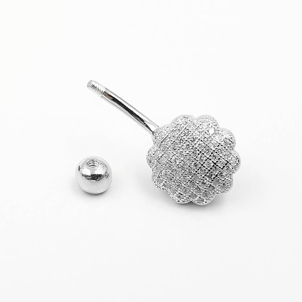 Arardo Sterling Silver Belly Button Rings, Real 925 Sterling Silver, Belly Piercing Jewelry, 14G Sterling Silver Navel Piercing Rings, Flower, 10mm, SS56-1
