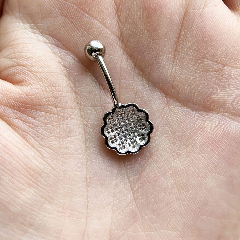 Arardo Sterling Silver Belly Button Rings, Real 925 Sterling Silver, Belly Piercing Jewelry, 14G Sterling Silver Navel Piercing Rings, Flower, 10mm, SS56-1