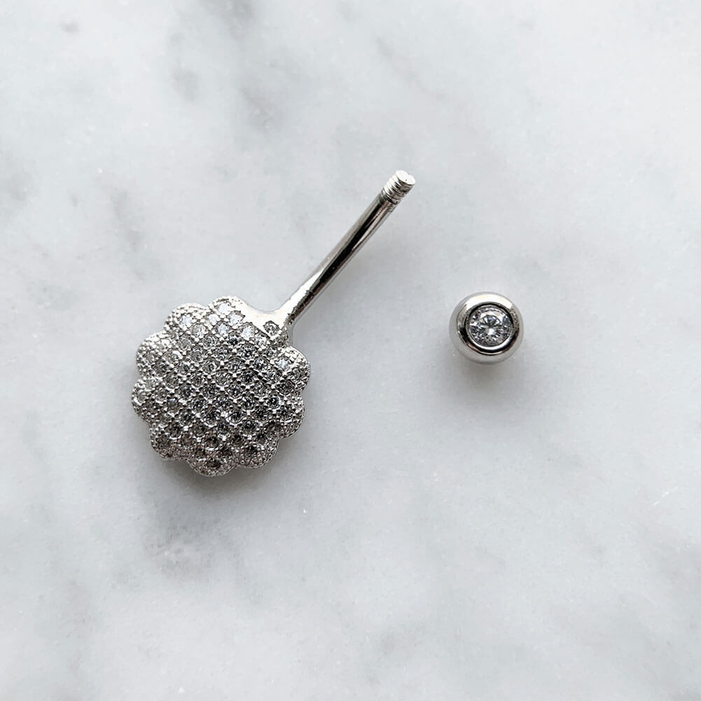 Arardo Sterling Silver Belly Button Rings, Real 925 Sterling Silver, Belly Piercing Jewelry, 14G Sterling Silver Navel Piercing Rings, Flower, 10mm, SS56-1