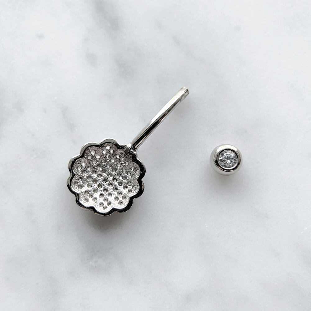Arardo Sterling Silver Belly Button Rings, Real 925 Sterling Silver, Belly Piercing Jewelry, 14G Sterling Silver Navel Piercing Rings, Flower, 10mm, SS56-1