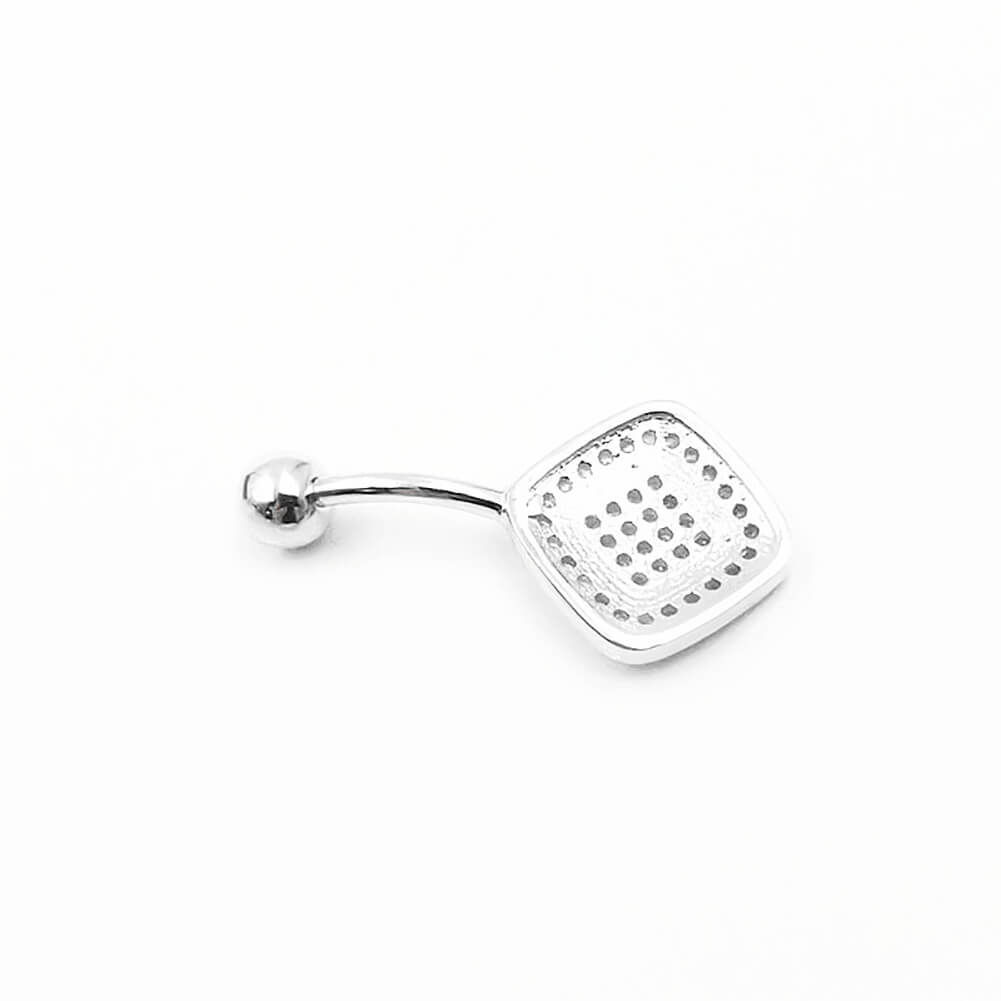 Arardo Sterling Silver Belly Button Rings, Real 925 Sterling Silver, Belly Piercing Jewelry, 14G Sterling Silver Navel Piercing Rings, Rounded Rhombus, 10mm, SS57-1