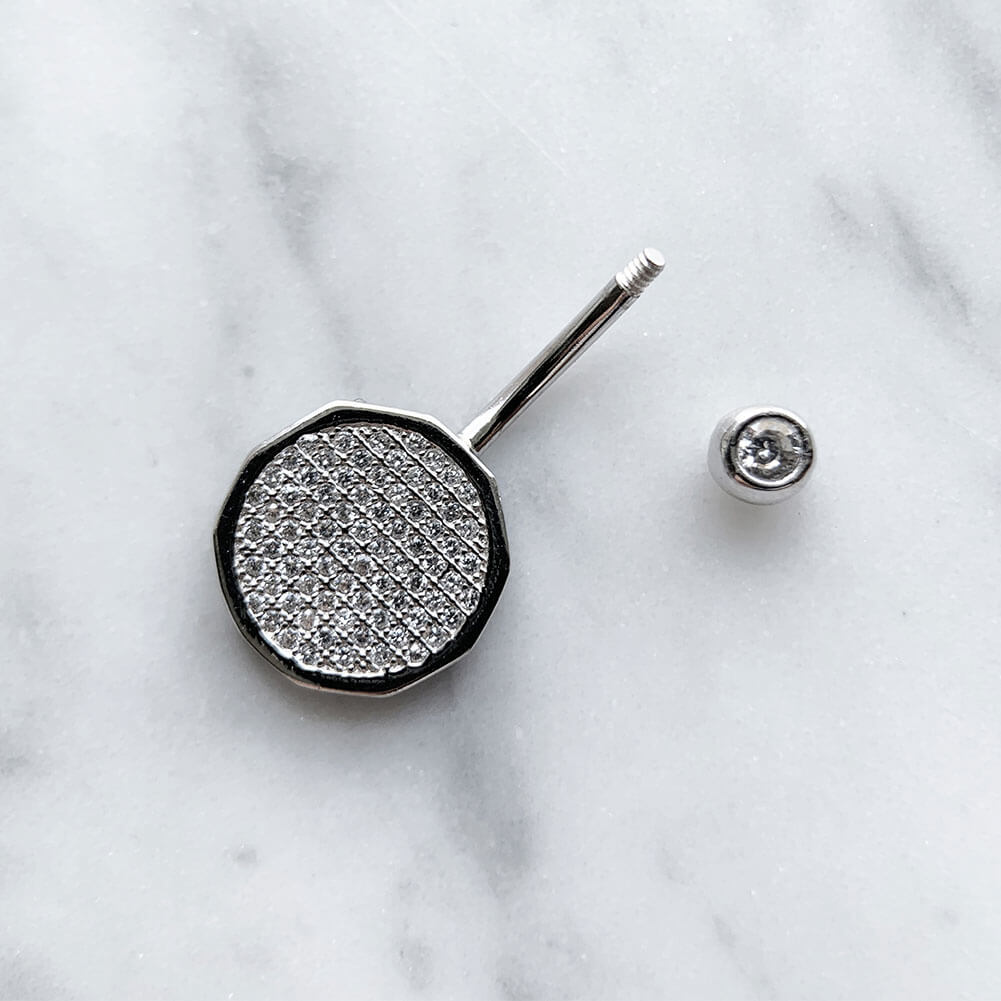Arardo Sterling Silver Belly Button Rings, Real 925 Sterling Silver, Belly Piercing Jewelry, 14G Sterling Silver Navel Piercing Rings, Polygon, 10mm, SS59-1