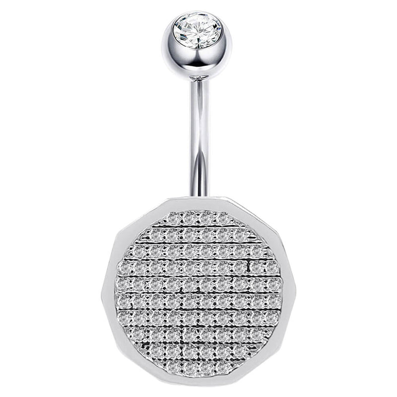 Arardo Sterling Silver Belly Button Rings, Real 925 Sterling Silver, Belly Piercing Jewelry, 14G Sterling Silver Navel Piercing Rings, Polygon, 10mm, SS59-1