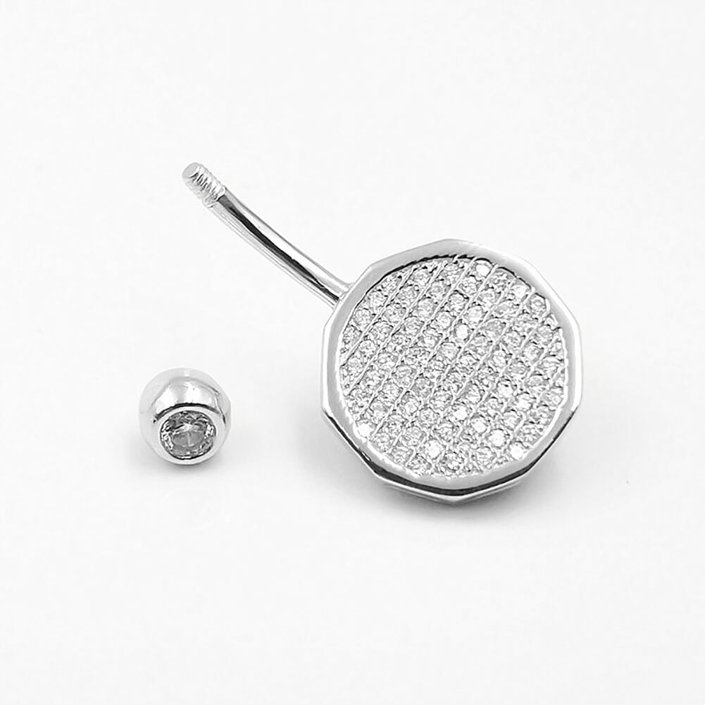 Arardo Sterling Silver Belly Button Rings, Real 925 Sterling Silver, Belly Piercing Jewelry, 14G Sterling Silver Navel Piercing Rings, Polygon, 10mm, SS59-1