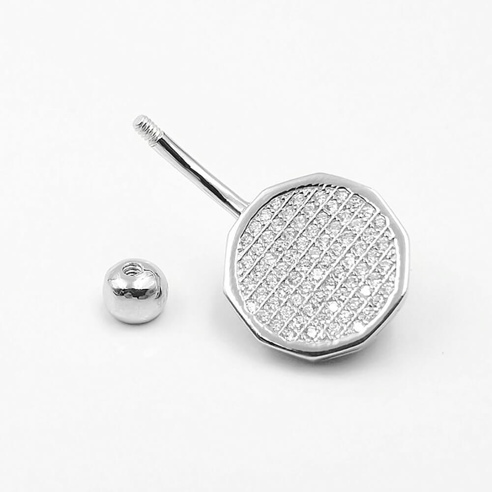 Arardo Sterling Silver Belly Button Rings, Real 925 Sterling Silver, Belly Piercing Jewelry, 14G Sterling Silver Navel Piercing Rings, Polygon, 10mm, SS59-1