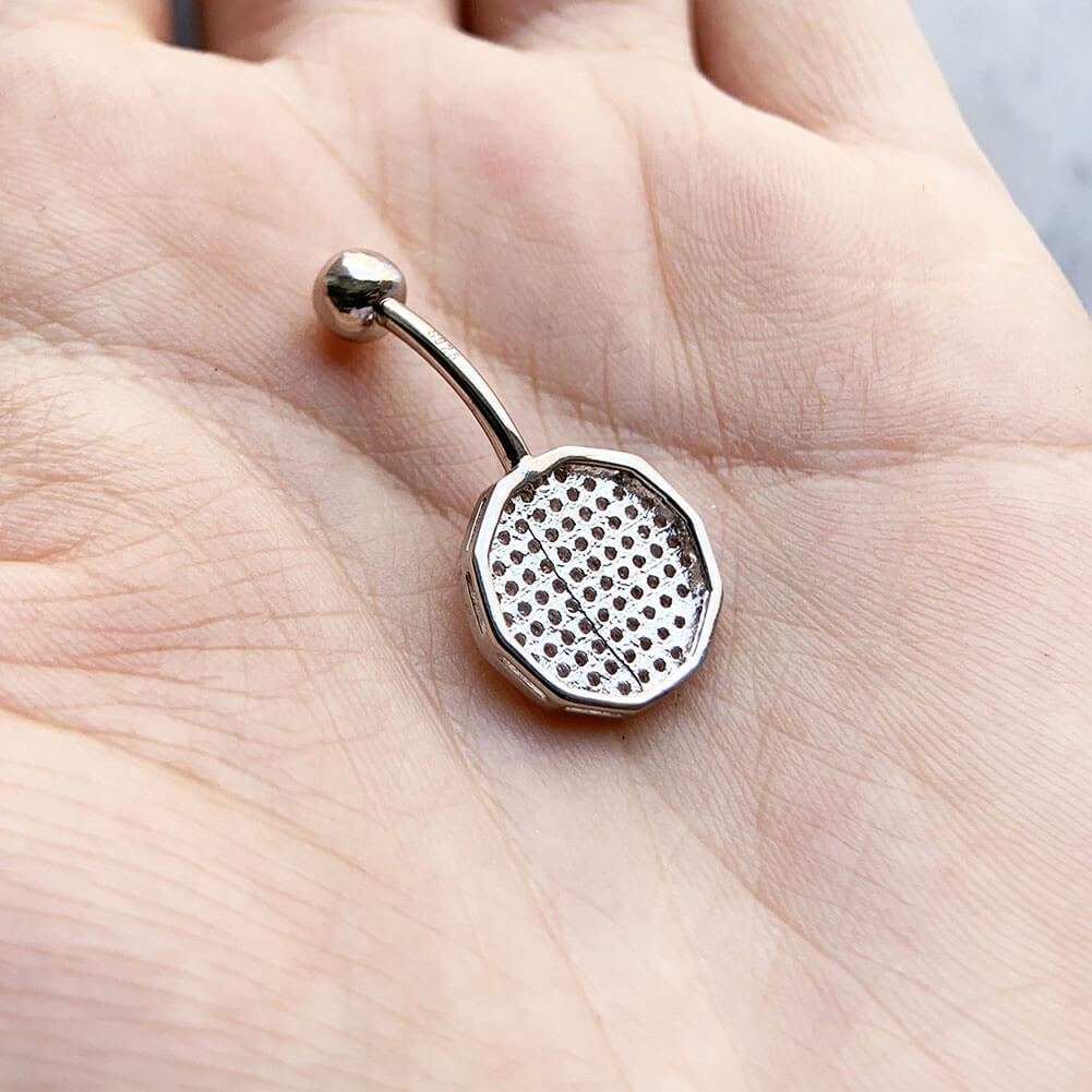 Arardo Sterling Silver Belly Button Rings, Real 925 Sterling Silver, Belly Piercing Jewelry, 14G Sterling Silver Navel Piercing Rings, Polygon, 10mm, SS59-1