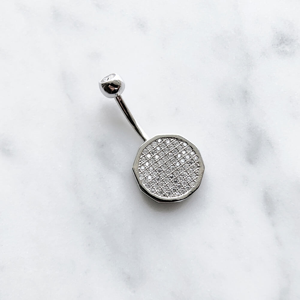 Arardo Sterling Silver Belly Button Rings, Real 925 Sterling Silver, Belly Piercing Jewelry, 14G Sterling Silver Navel Piercing Rings, Polygon, 10mm, SS59-1