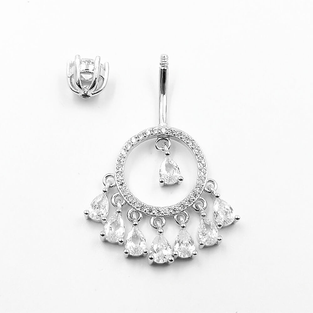 Arardo 925 Sterling Silver 14G Belly Button Rings Navel Rings Belly Rings Belly Body Piercing Jewelry Dangle Teardrop SS6