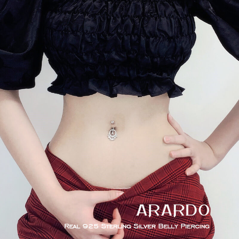 Arardo 925 Sterling Silver 14G Belly Button Rings Navel Rings Belly Rings Belly Body Piercing Jewelry Dangle Teardrop SS6