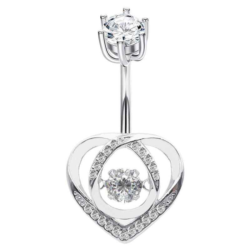 Arardo Sterling Silver Belly Button Rings, Real 925 Sterling Silver, Heart Shaped Belly Piercing, 14G Sterling Silver Navel Piercing Rings, Hollow Heart Crossing, SS62