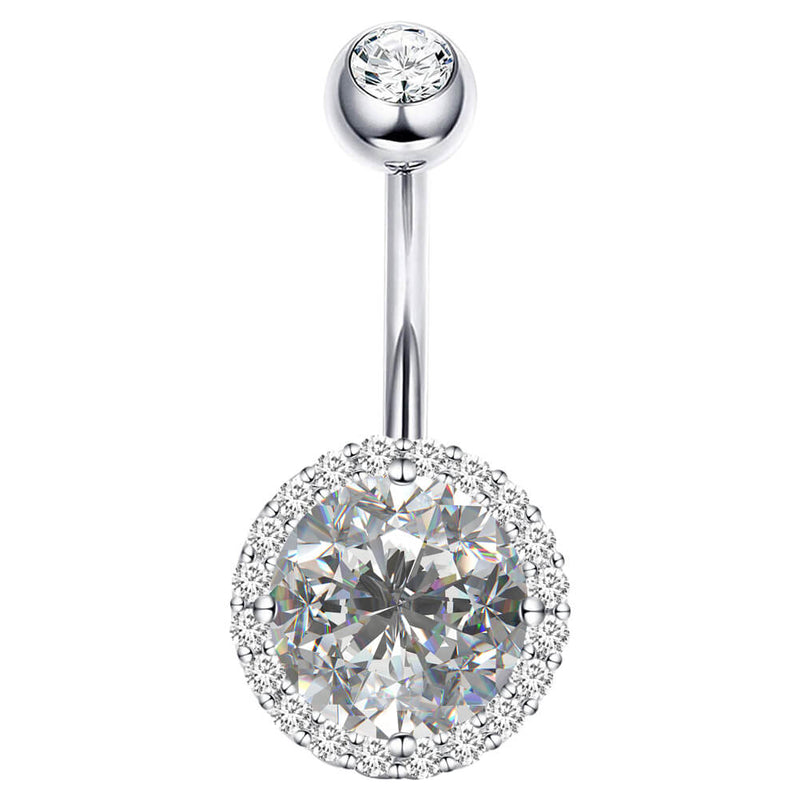 Arardo Sterling Silver Belly Button Rings, Real 925 Sterling Silver, Classic Circle CZ Belly Piercing Jewelry, 14G Sterling Silver Navel Piercing Rings