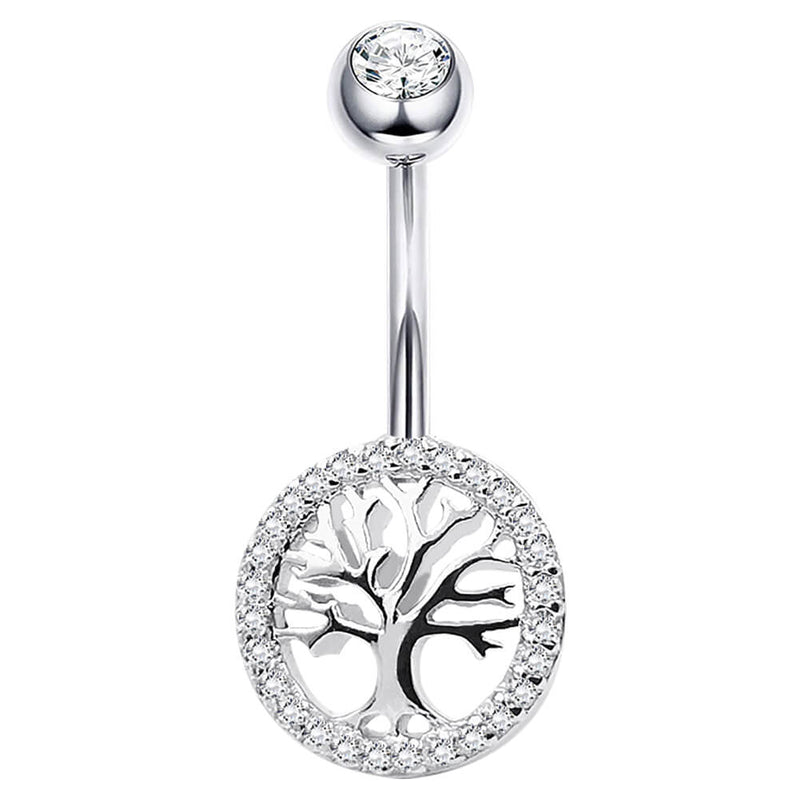 Arardo 925 Sterling Silver Belly Button Rings 14G Navel Rings Sterling Silver Belly Rings Belly Piercing Jewelry Life Tree SS7