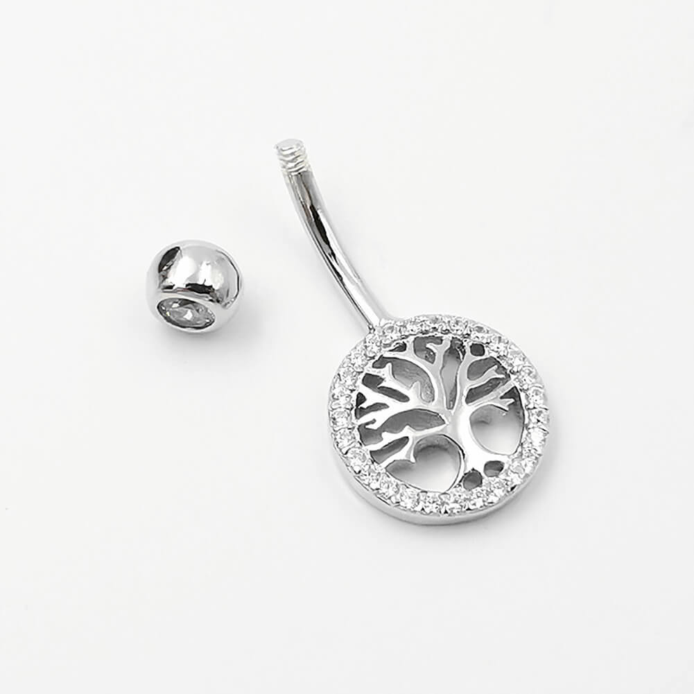 Arardo 925 Sterling Silver Belly Button Rings 14G Navel Rings Sterling Silver Belly Rings Belly Piercing Jewelry Life Tree SS7
