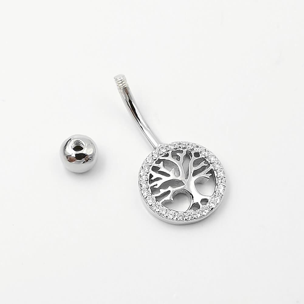 Arardo 925 Sterling Silver Belly Button Rings 14G Navel Rings Sterling Silver Belly Rings Belly Piercing Jewelry Life Tree SS7