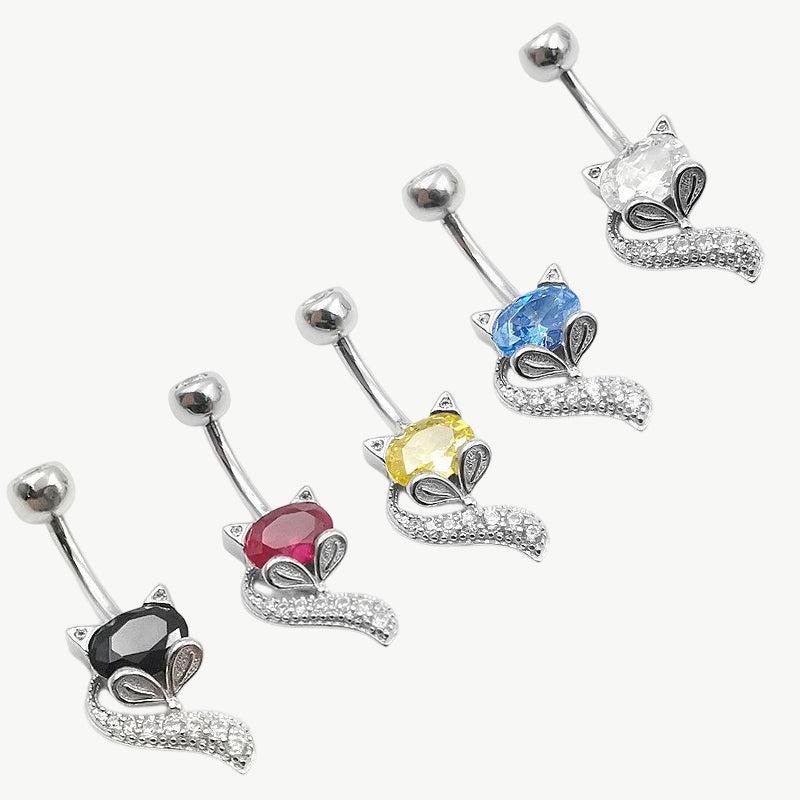 Arardo Sterling Silver Belly Button Rings, Real 925 Sterling Silver, Multicolor Fox CZ Belly Piercing Jewelry, 14G Sterling Silver Navel Piercing Rings