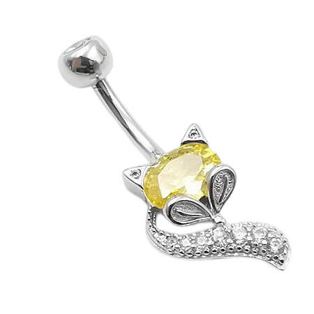 Arardo Sterling Silver Belly Button Rings, Real 925 Sterling Silver, Multicolor Fox CZ Belly Piercing Jewelry, 14G Sterling Silver Navel Piercing Rings