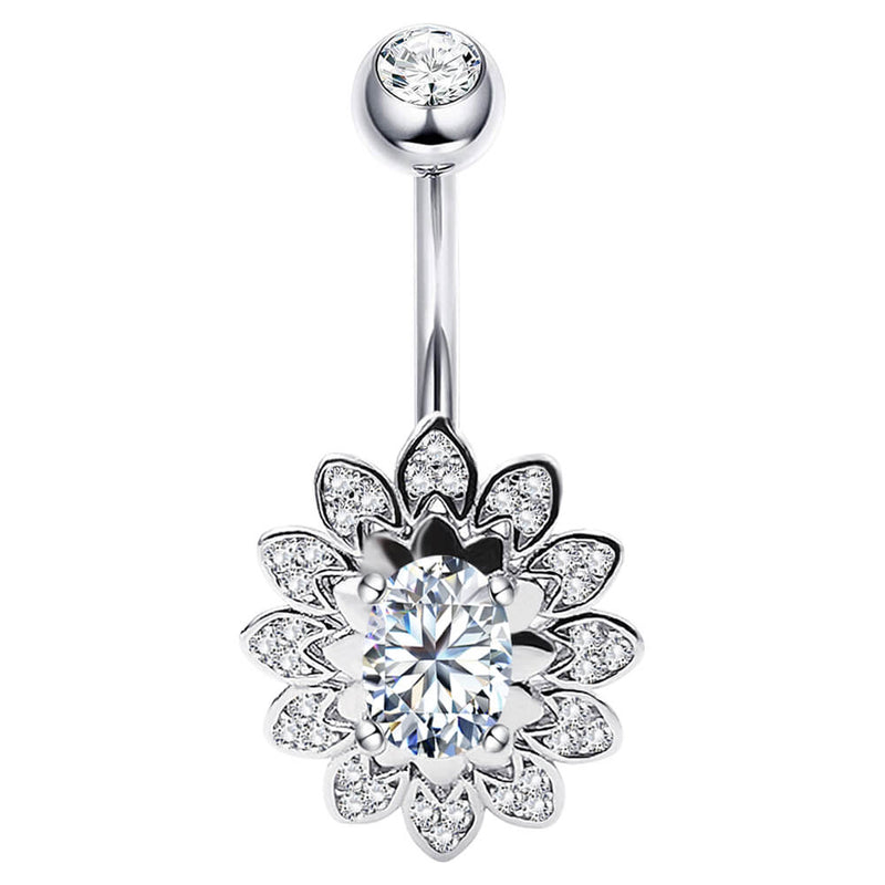 Arardo 925 Sterling Silver Belly Button Rings 14G Navel Rings Sterling Silver Belly Rings Belly Piercing Jewelry Ellipse Flower SS9